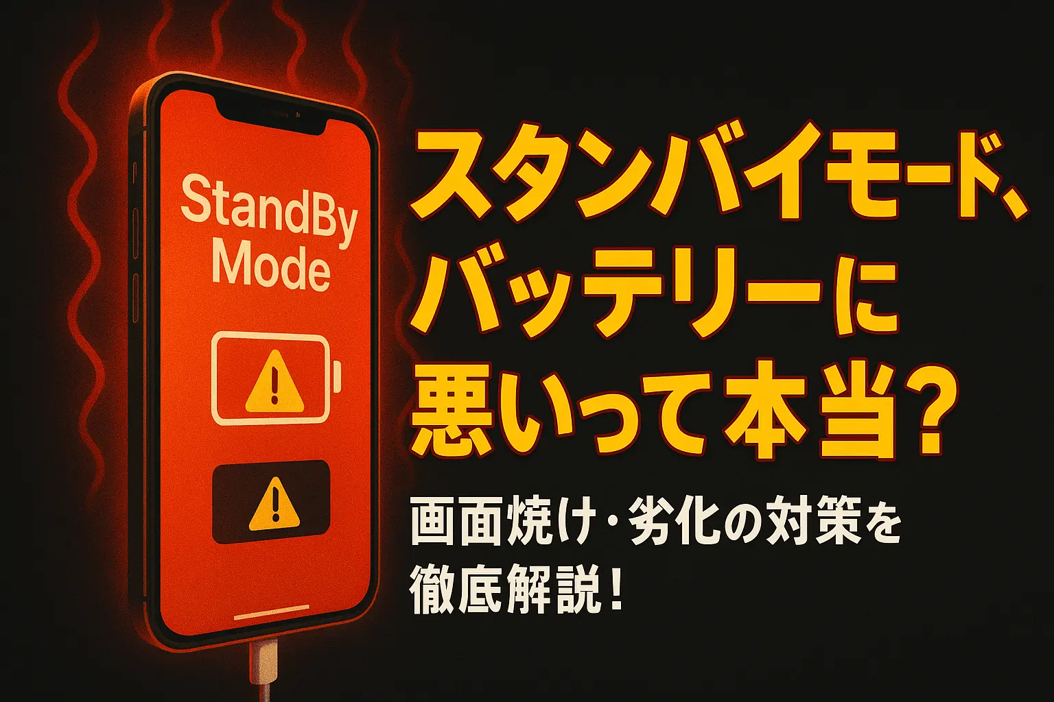 バッテリー劣化のリスクを示すiPhoneのスタンバイモード画面