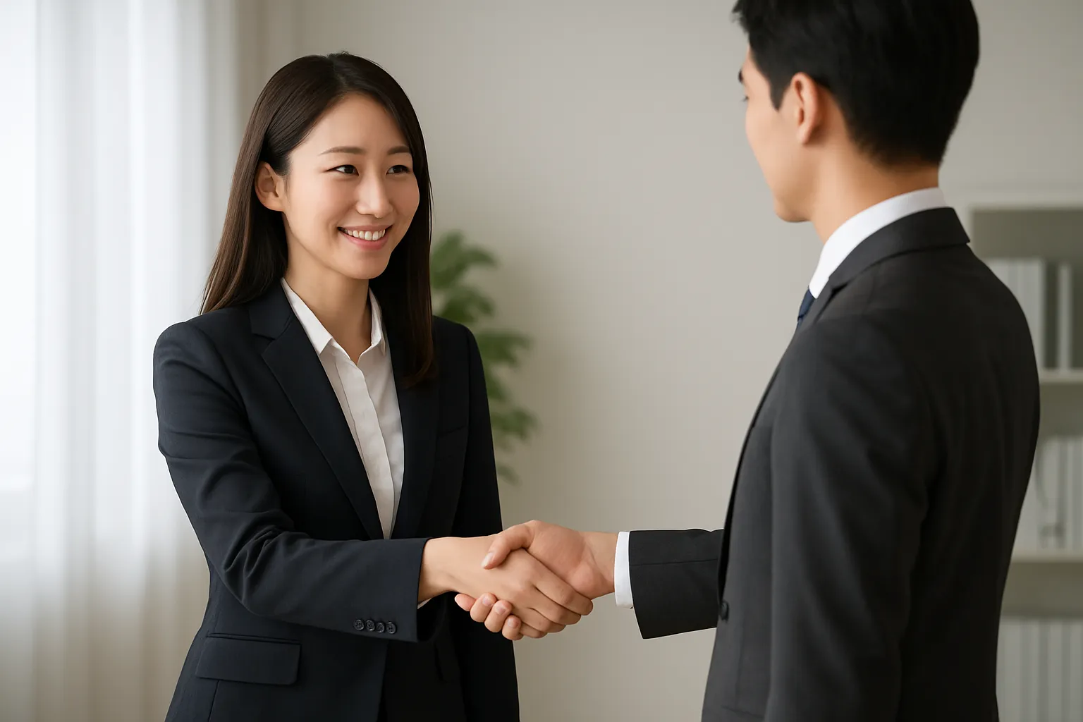 最初の挨拶として握手