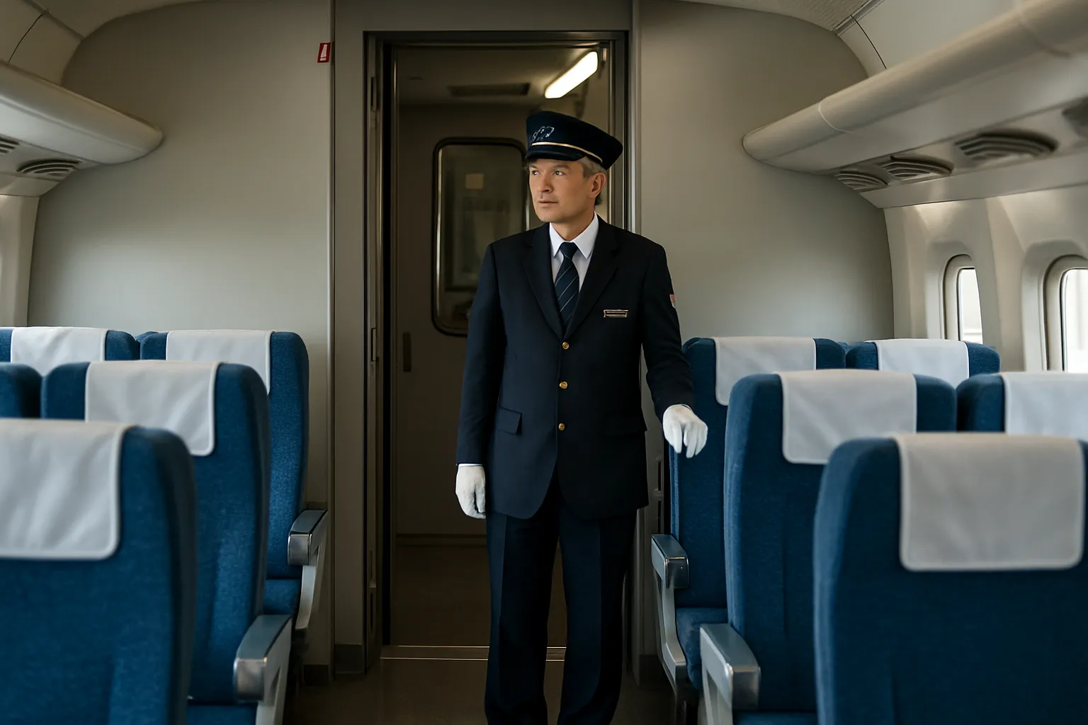 車内を巡回している車掌