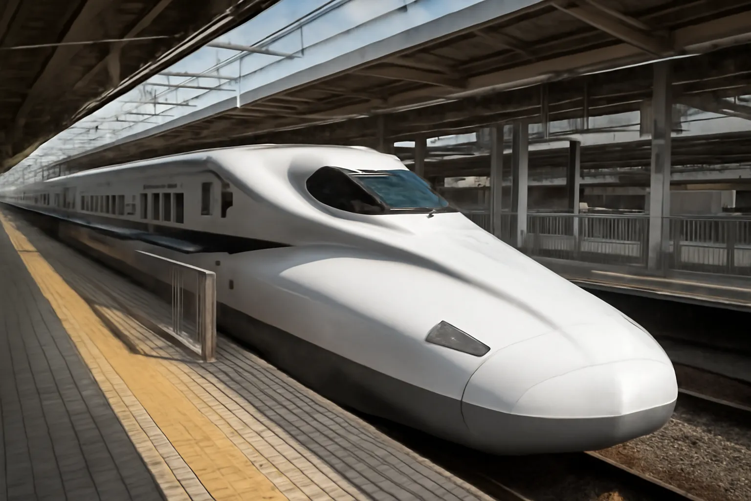 駅に到着した新幹線