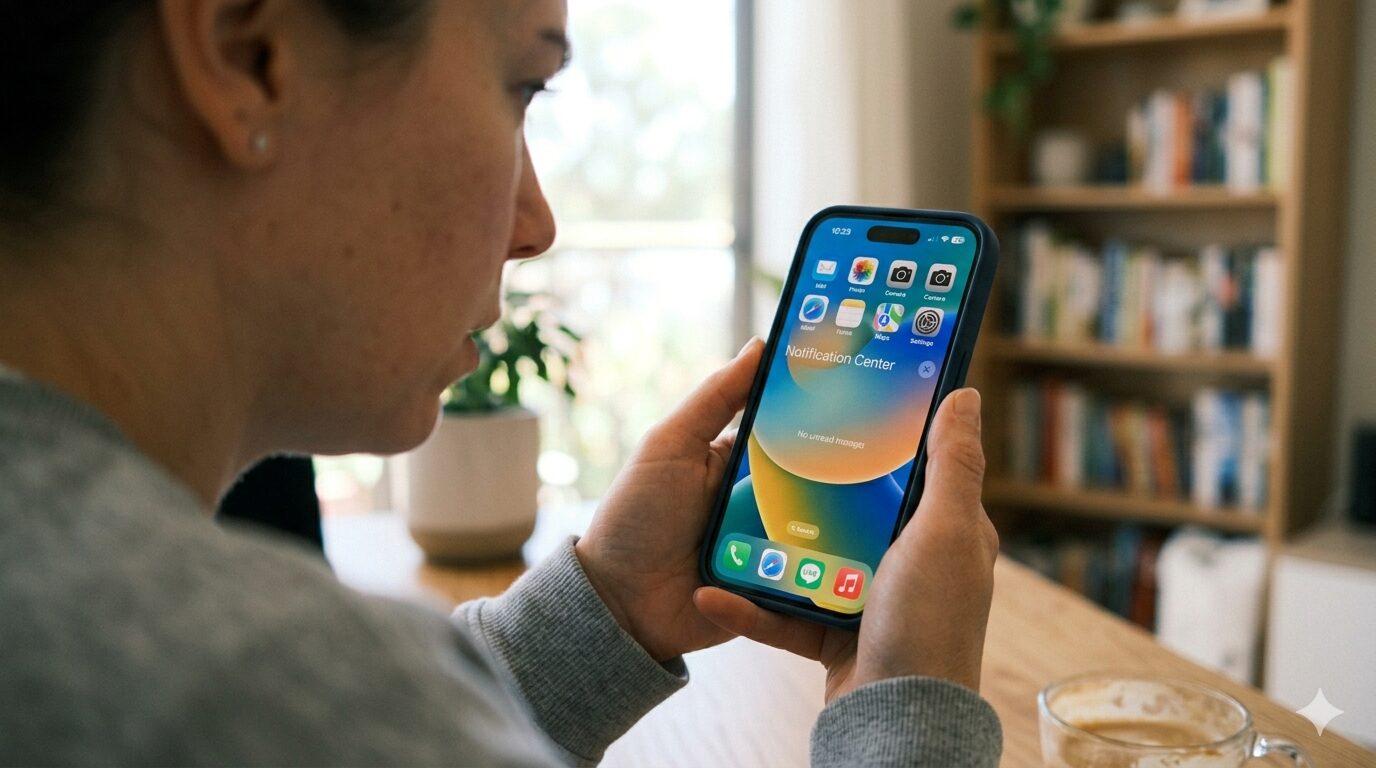 LINEの通知音がなったのでスマホを確認する