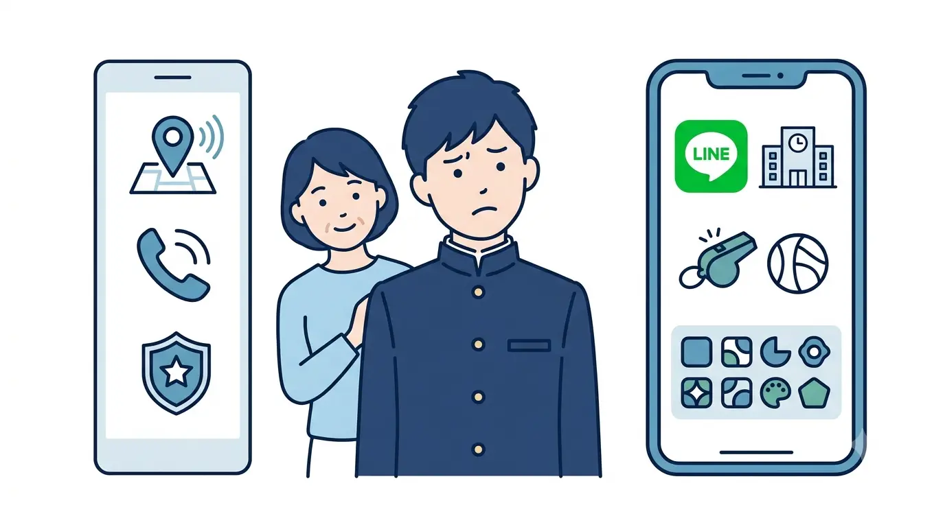 キッズ携帯とスマホを比較して悩む中学生